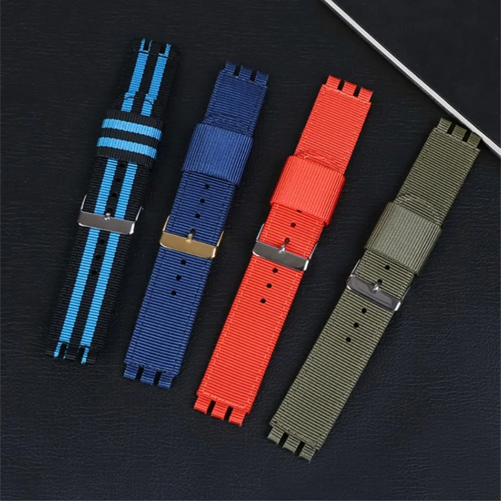 19mm Universal nylon   canvas watch strap in black buckle - Khaki