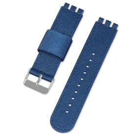 19mm Universal nylon   canvas watch strap silver buckle - Royal Blue