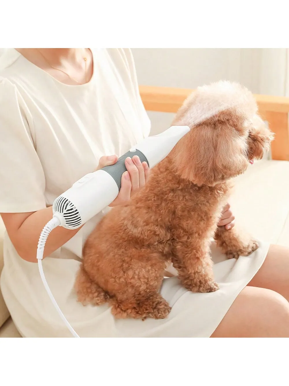 1pc Yellow Pet Hair Dryer, 3-in-1 Pet Hair Dryer, Comb And Hair Remover Tool, Adjustable Speed And Temperature, Suitable For Cat And Small Dog Grooming