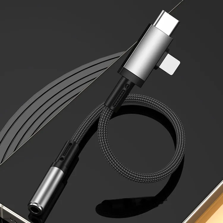 2 in 1 USB-C / Type-C, 8 Pin to 3.5mm Audio Adapter Cable, Length:15.6cm(Grey)