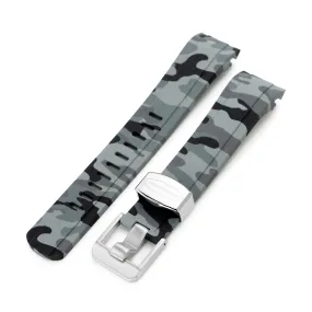 22mm Crafter Blue - CB10 Navy Camouflage Rubber Curved Lug Watch Band for Seiko 5