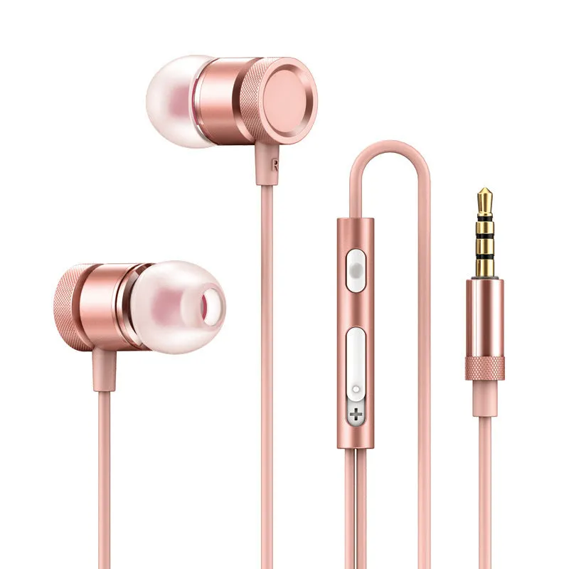 3.5mm Wired In-ear Earphones Wholesale Cord Metal Headphones with Built-in Microphone Volume Control for iOS & Android Devices