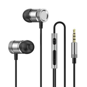 3.5mm Wired In-ear Earphones Wholesale Cord Metal Headphones with Built-in Microphone Volume Control for iOS & Android Devices