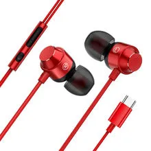 3.5mm Wired In-ear Earphones Wholesale Cord Metal Headphones with Built-in Microphone Volume Control for iOS & Android Devices