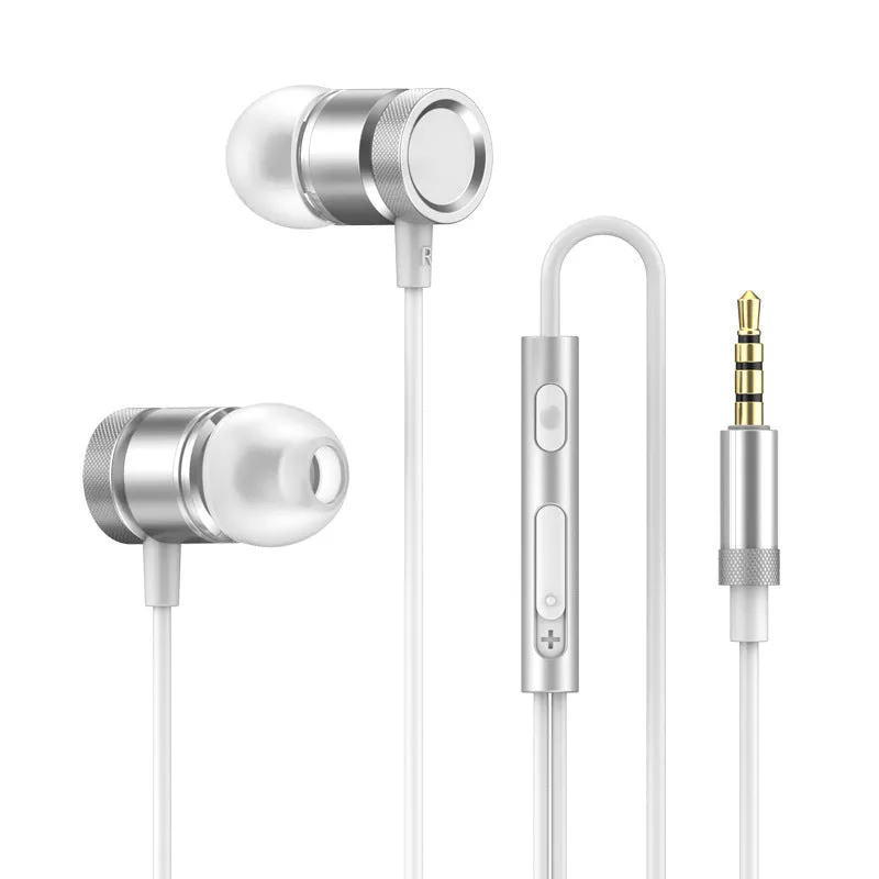 3.5mm Wired In-ear Earphones Wholesale Cord Metal Headphones with Built-in Microphone Volume Control for iOS & Android Devices