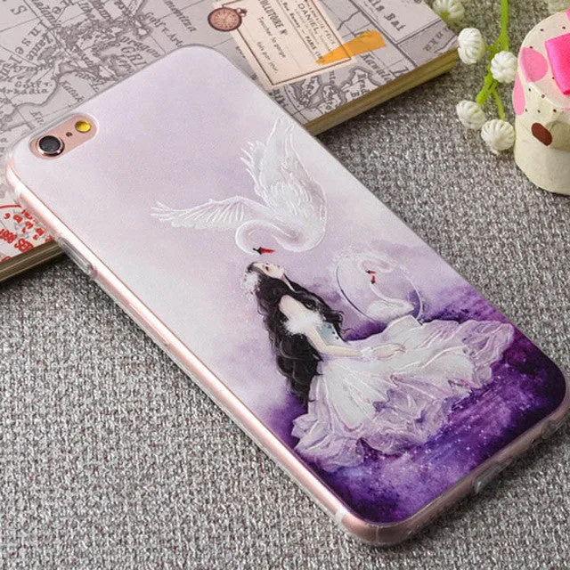 3d Embossing Soft Silicone Tpu Back Cover Case For Apple Iphone 6 6s Plus Case With Dust Plug For Iphone 6 6s Phone Cases