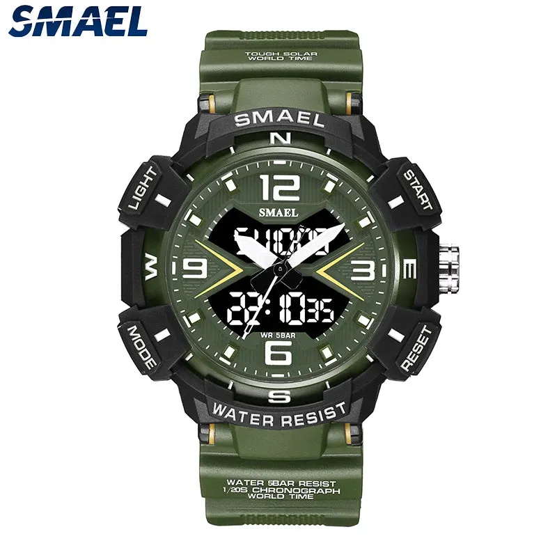 50m Waterproof Fashion Sport Watches for Men Military Wrist Watch Dual Disply Digial Led 8076 Military Watch Men Quartz Watches