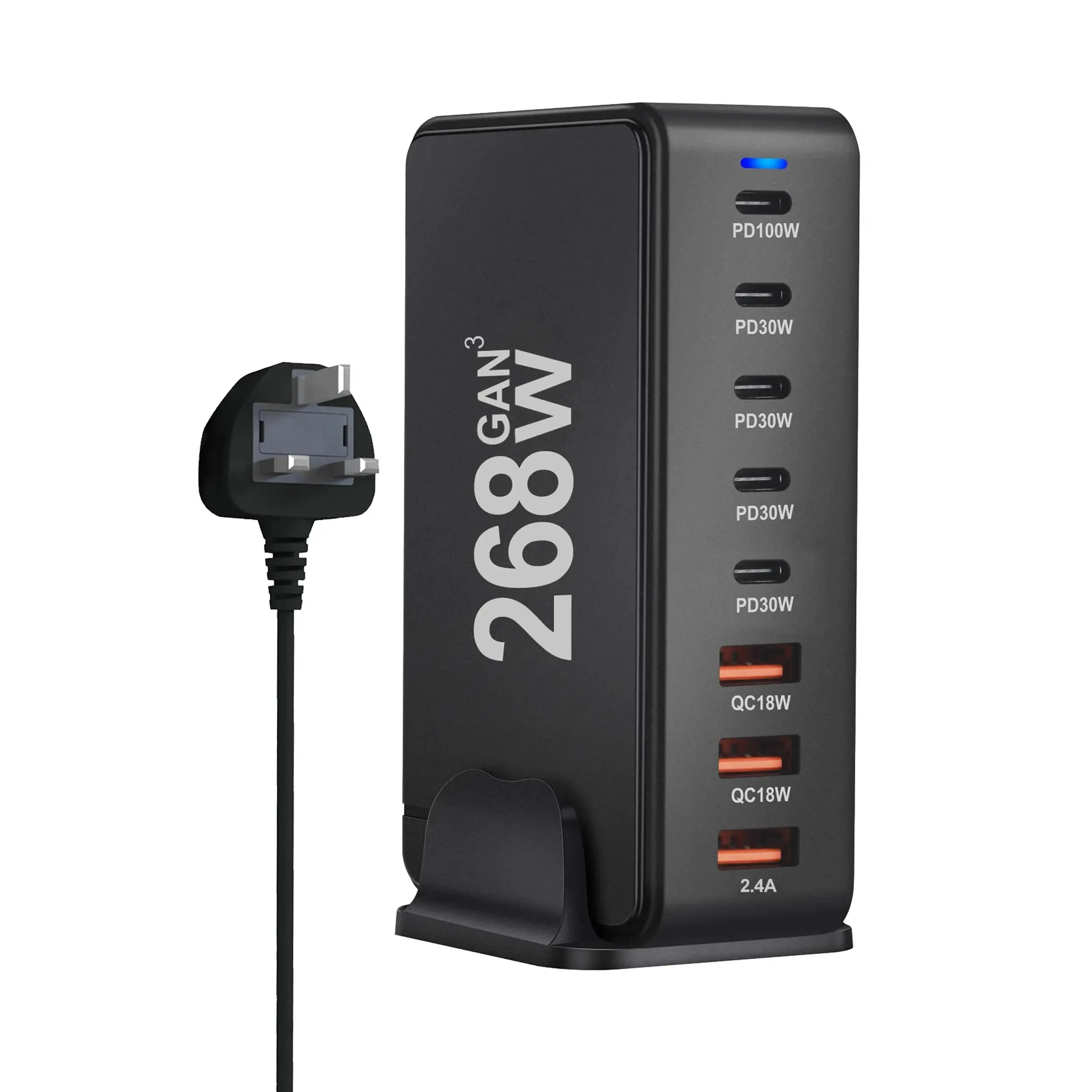 8-Port GaN Desktop USB Type C Charger – Fast Charge 3.0