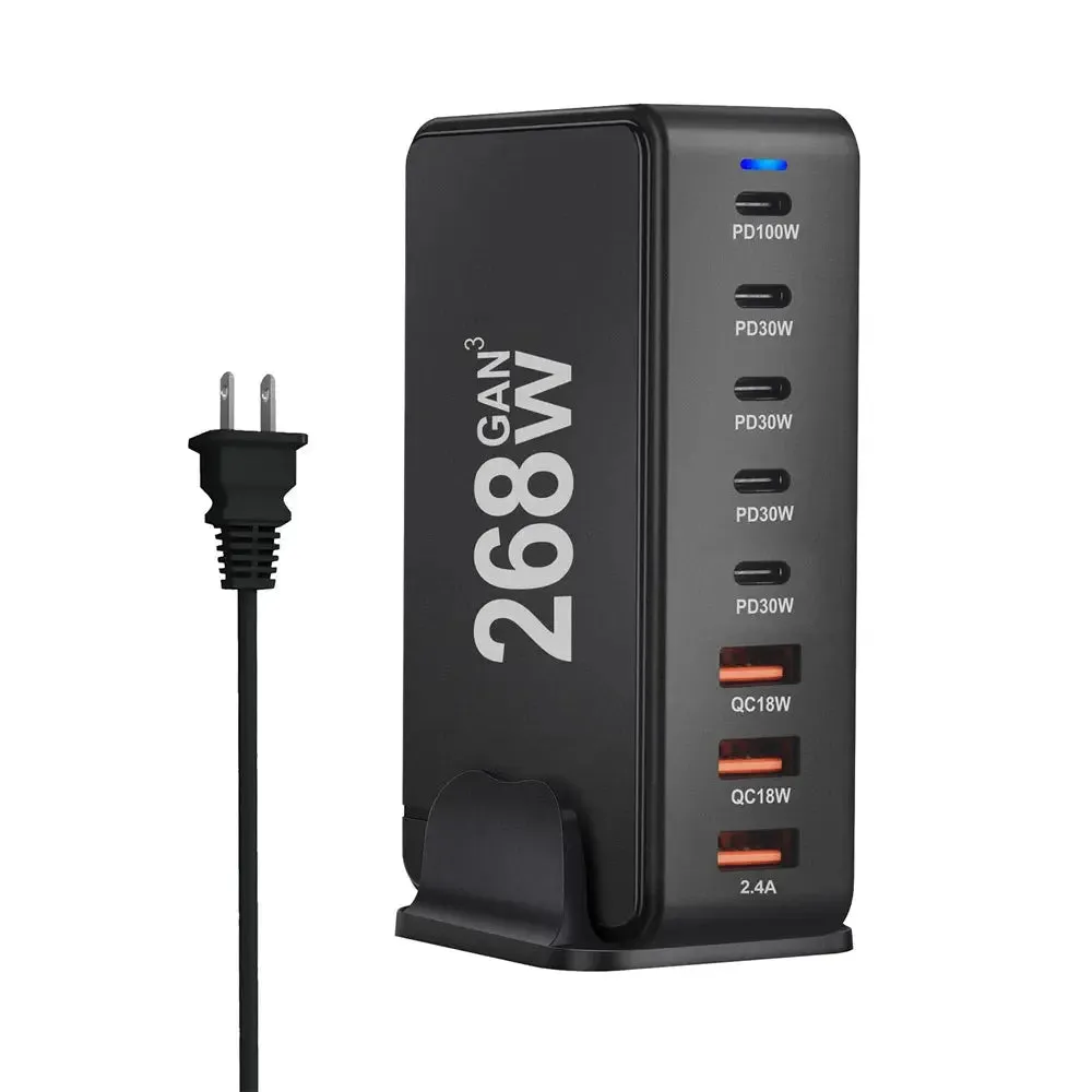 8-Port GaN Desktop USB Type C Charger – Fast Charge 3.0