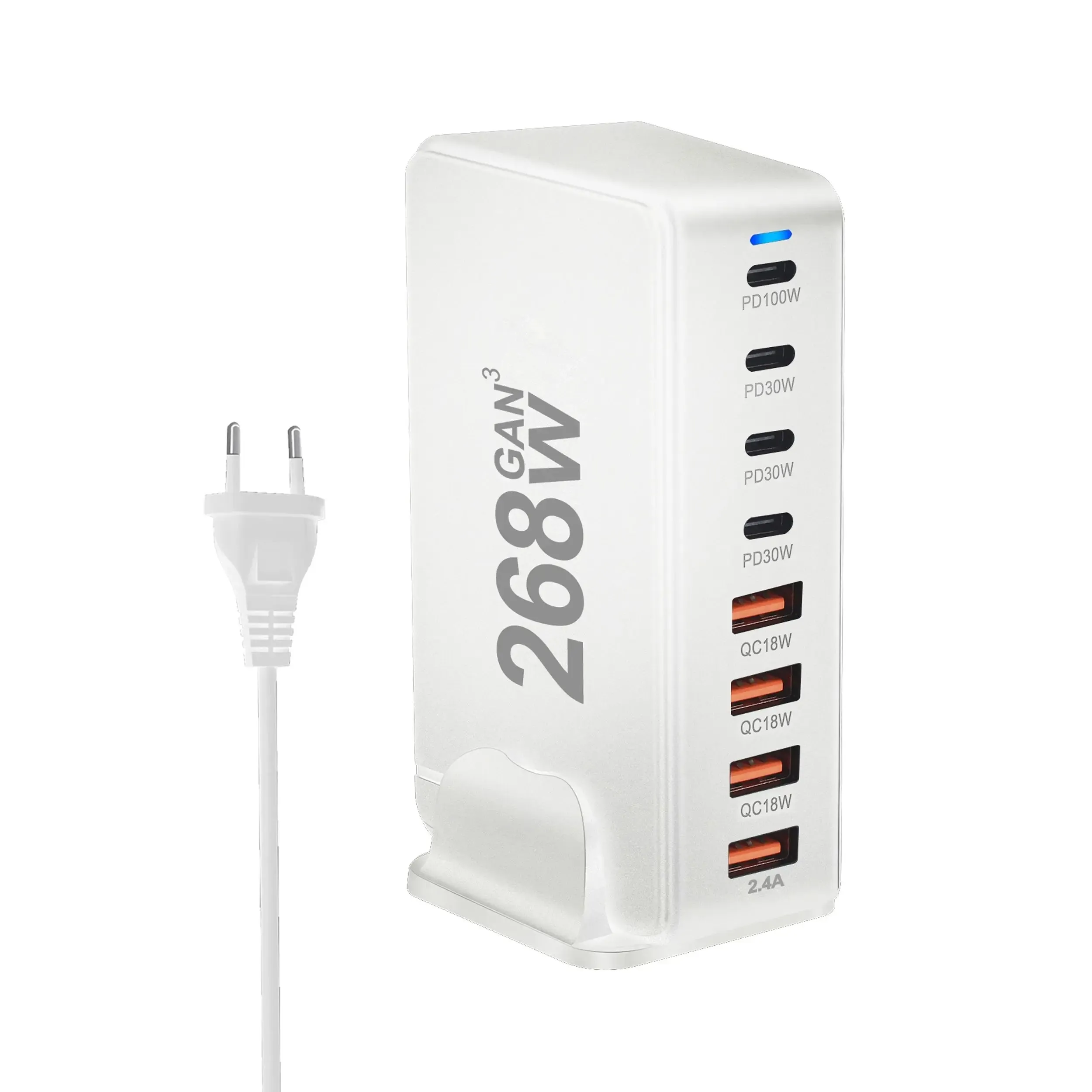 8-Port GaN Desktop USB Type C Charger – Fast Charge 3.0