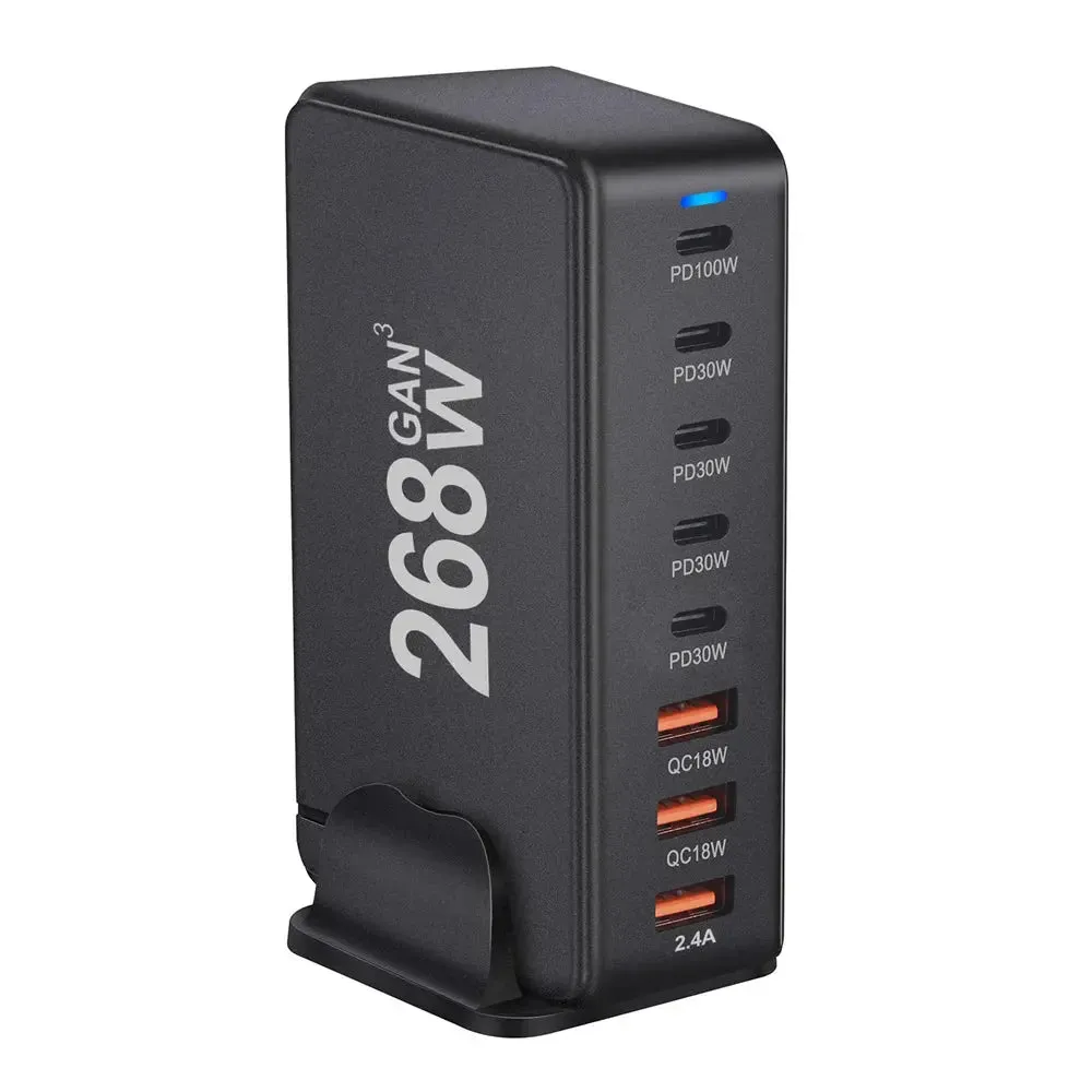 8-Port GaN Desktop USB Type C Charger – Fast Charge 3.0