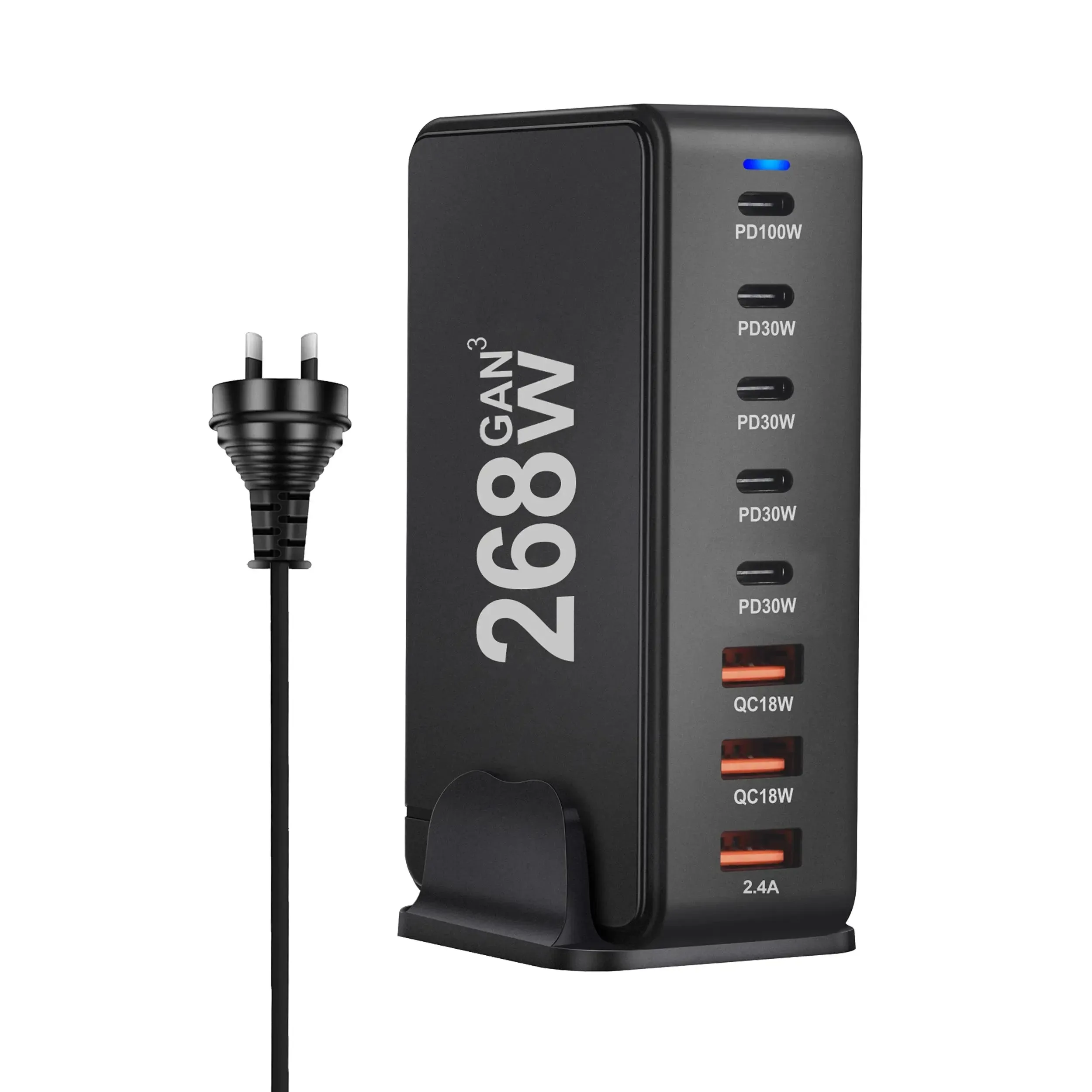 8-Port GaN Desktop USB Type C Charger – Fast Charge 3.0