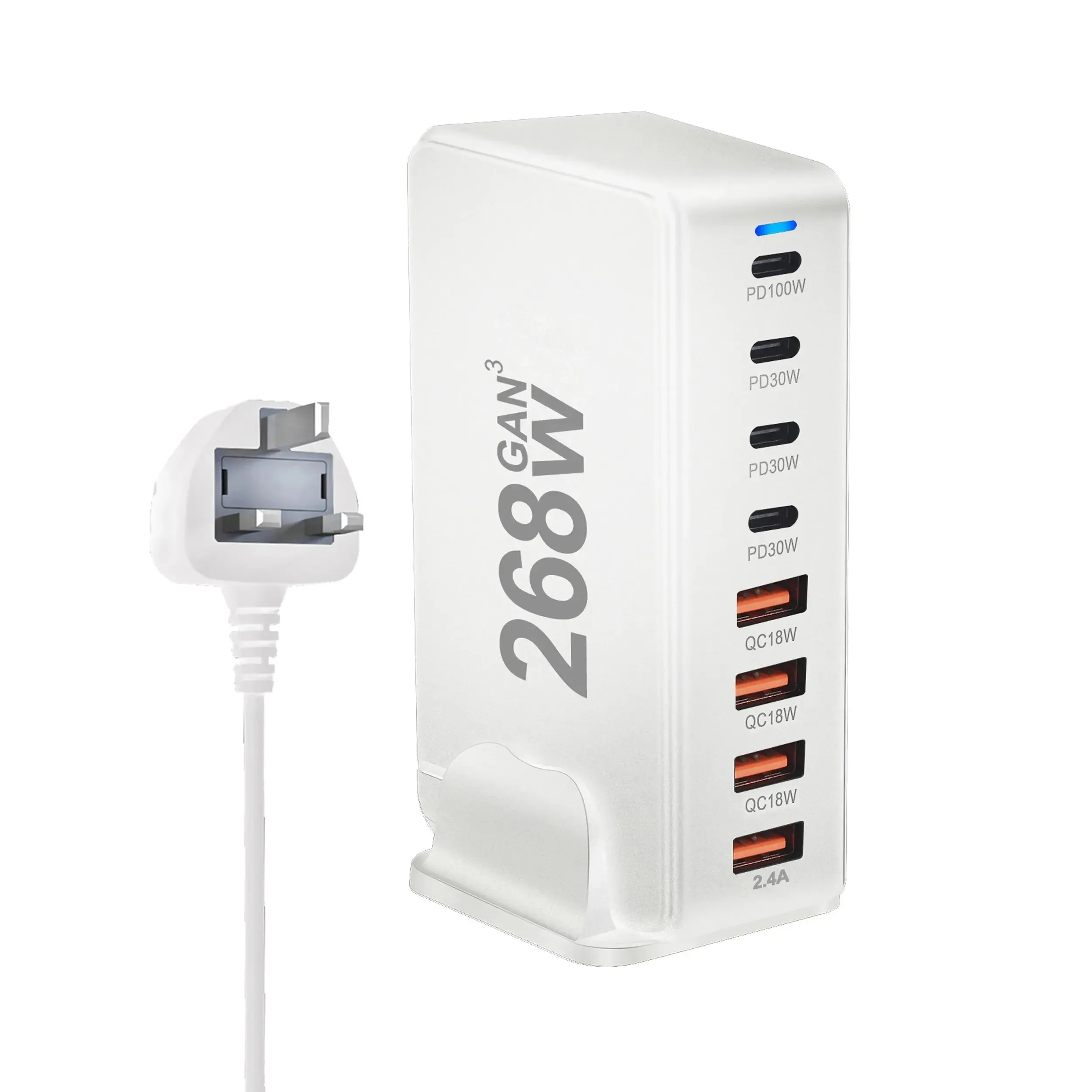 8-Port GaN Desktop USB Type C Charger – Fast Charge 3.0