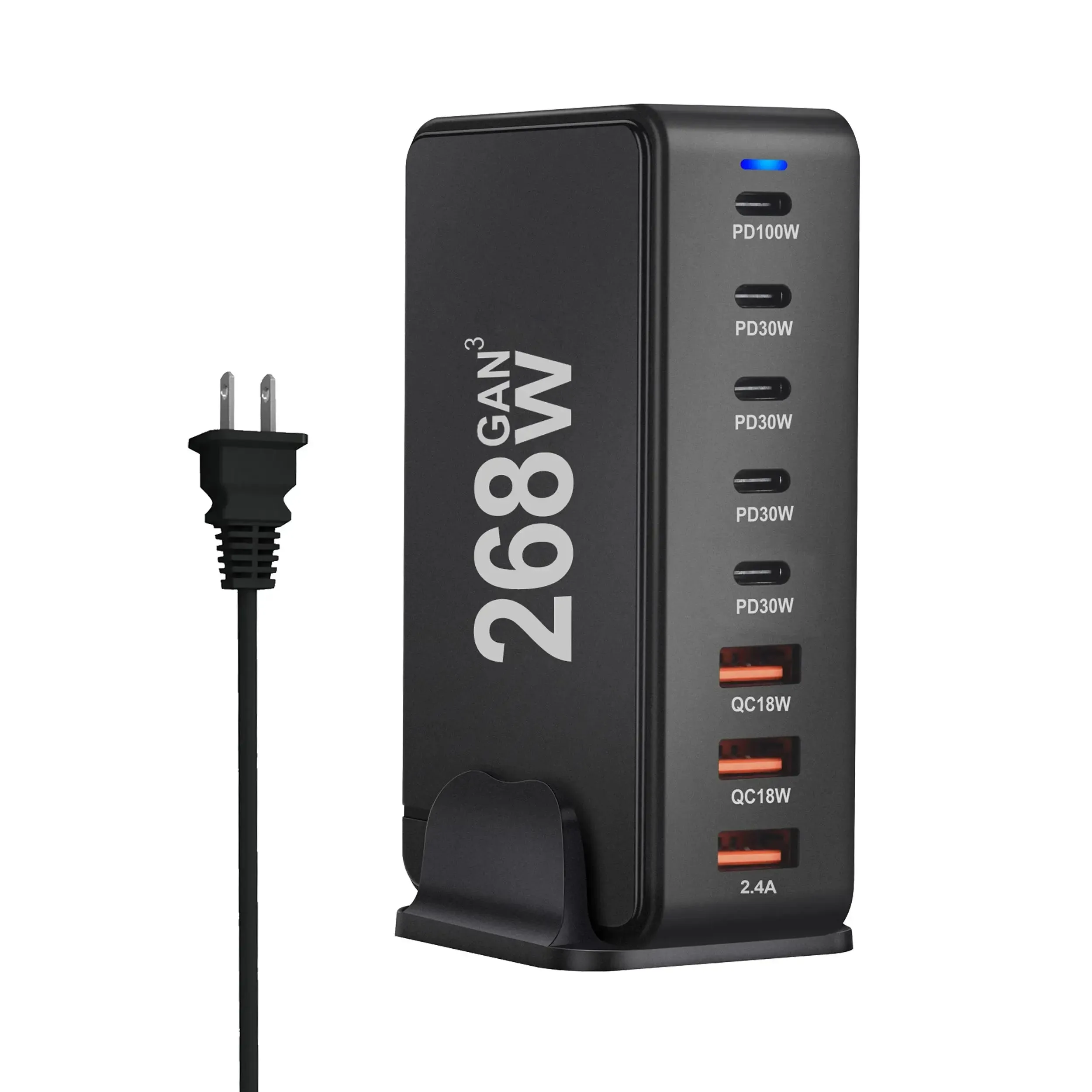 8-Port GaN Desktop USB Type C Charger – Fast Charge 3.0