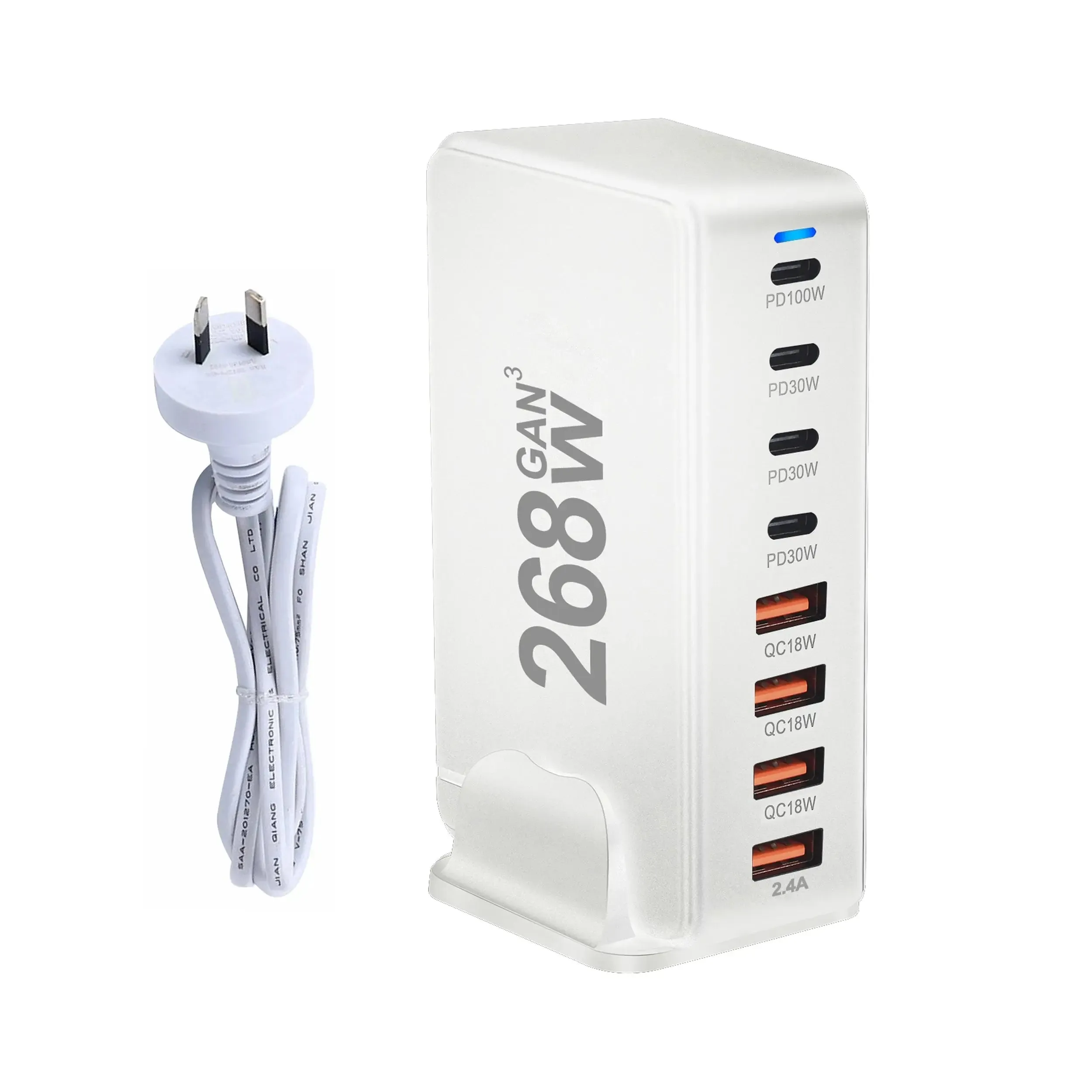 8-Port GaN Desktop USB Type C Charger – Fast Charge 3.0