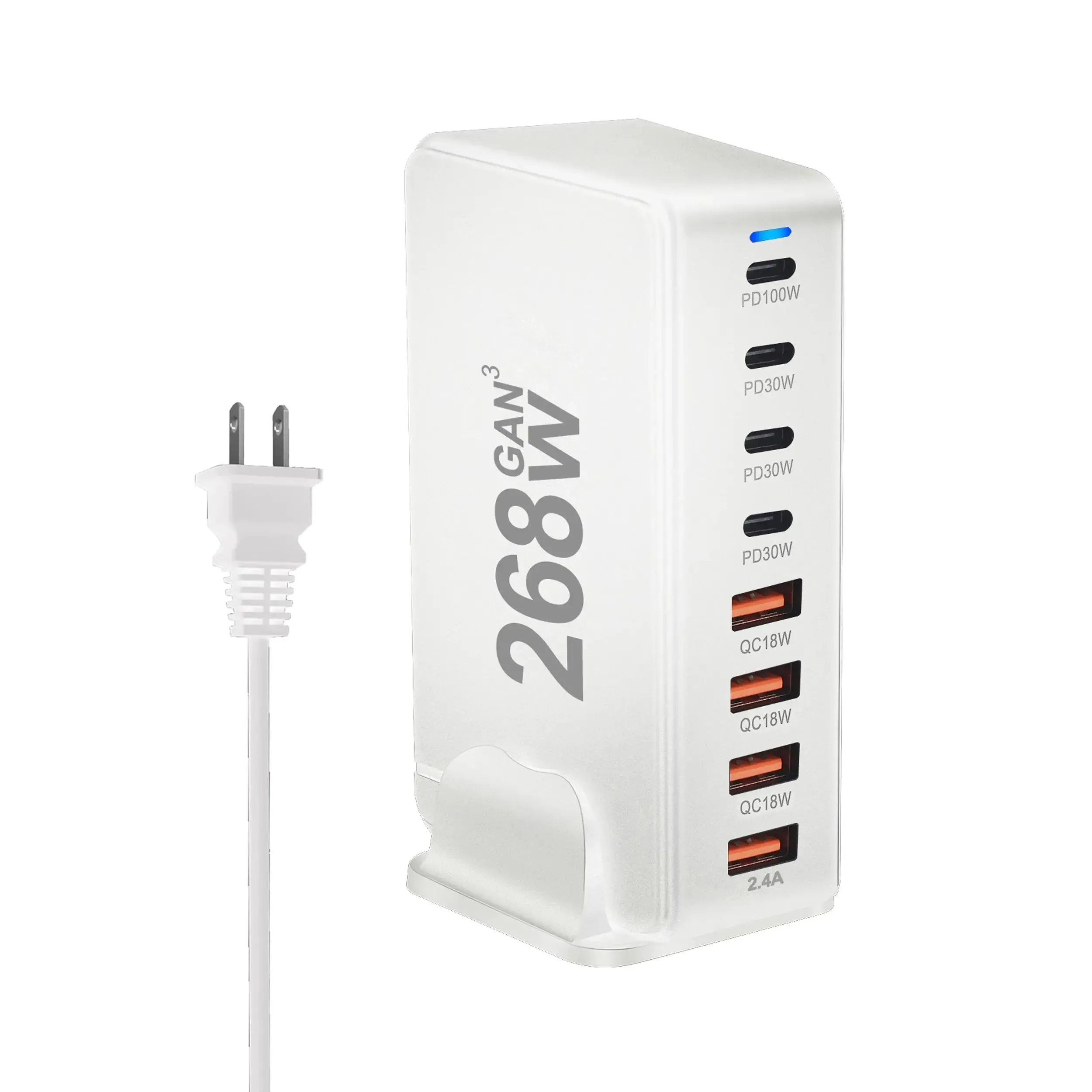 8-Port GaN Desktop USB Type C Charger – Fast Charge 3.0