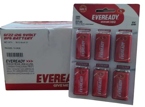 9v Eveready 1216 Heavy Duty Battery (Pack of 6)