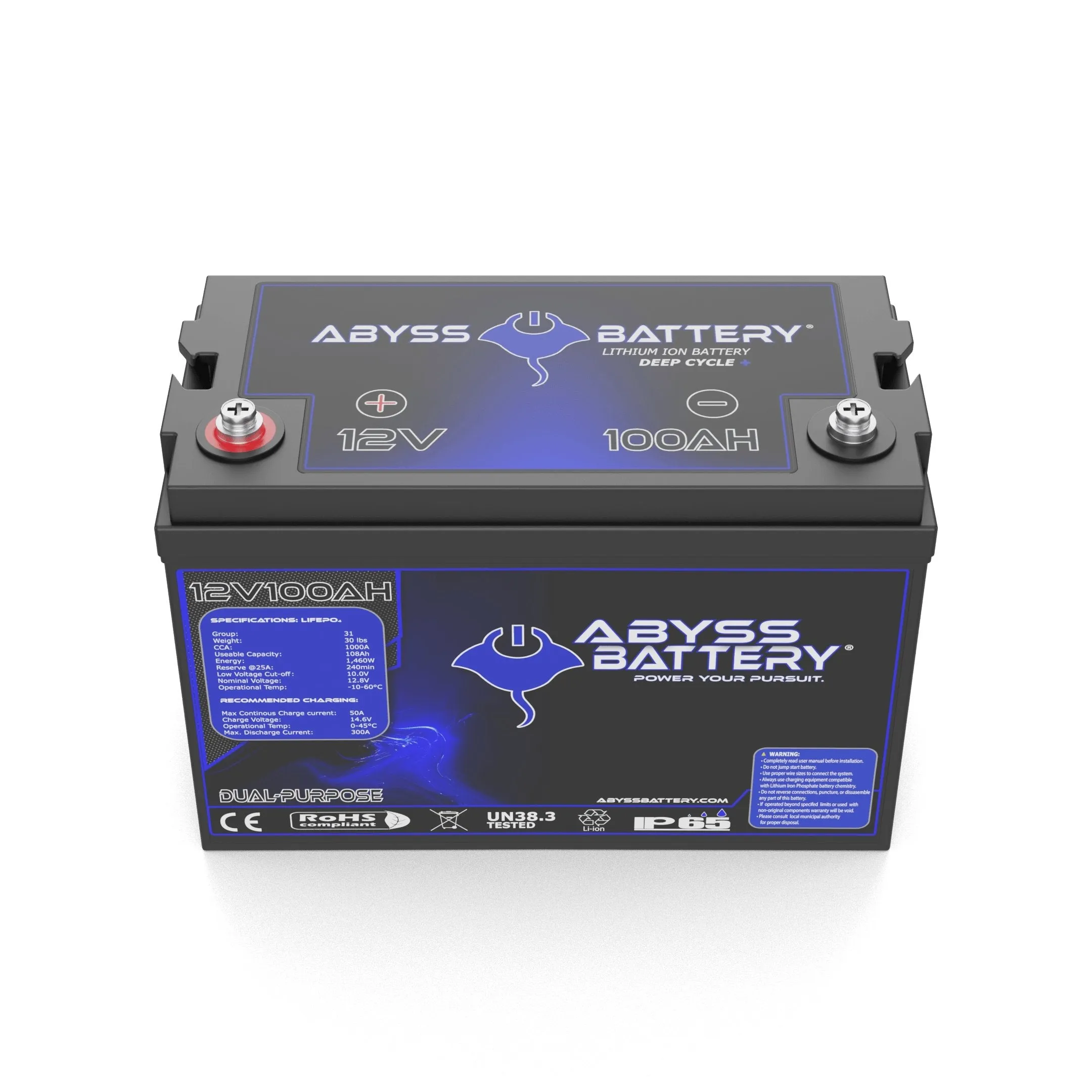 Abyss Battery® 12V 100Ah Dual-Purpose Marine Lithium Battery