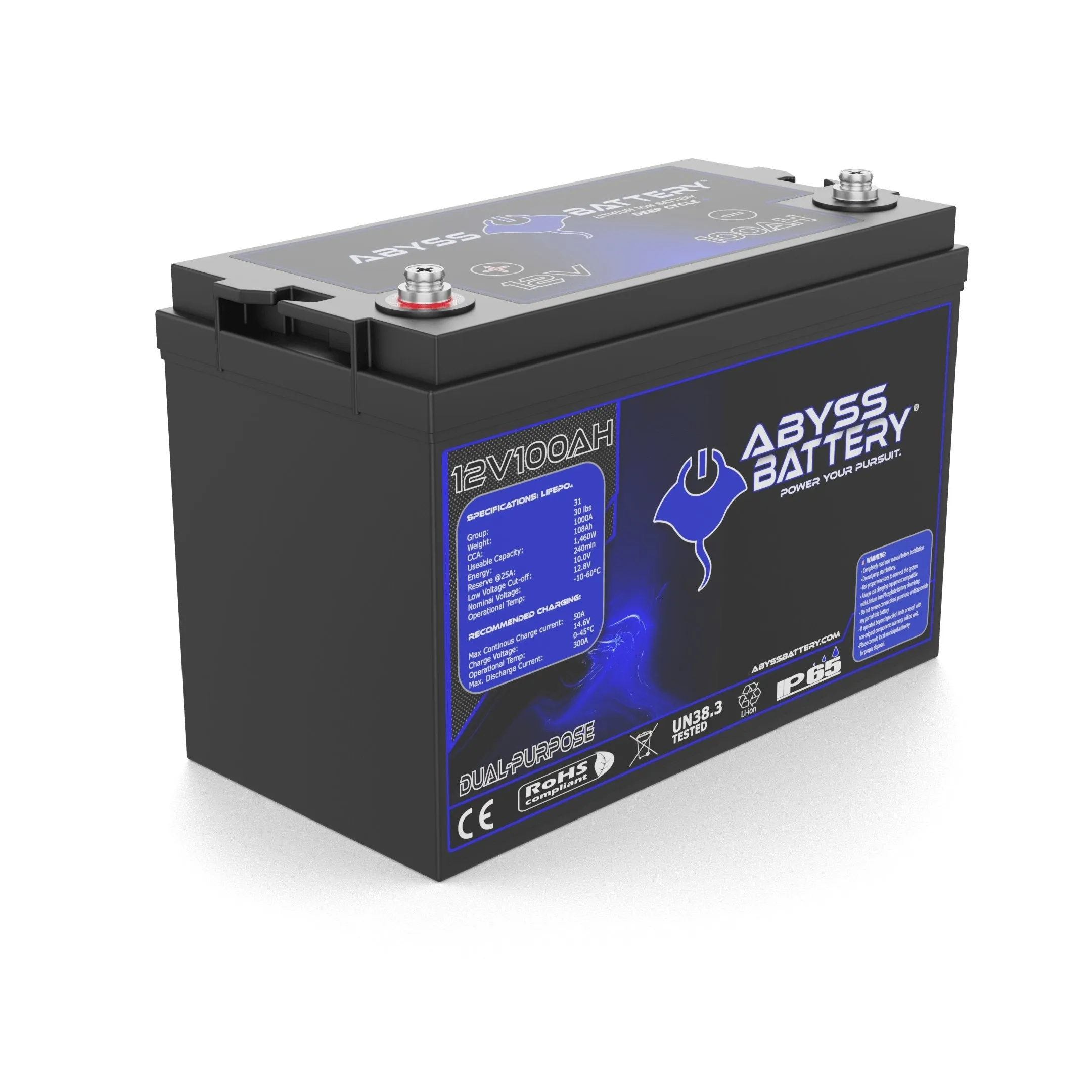 Abyss Battery® 12V 100Ah Dual-Purpose Marine Lithium Battery