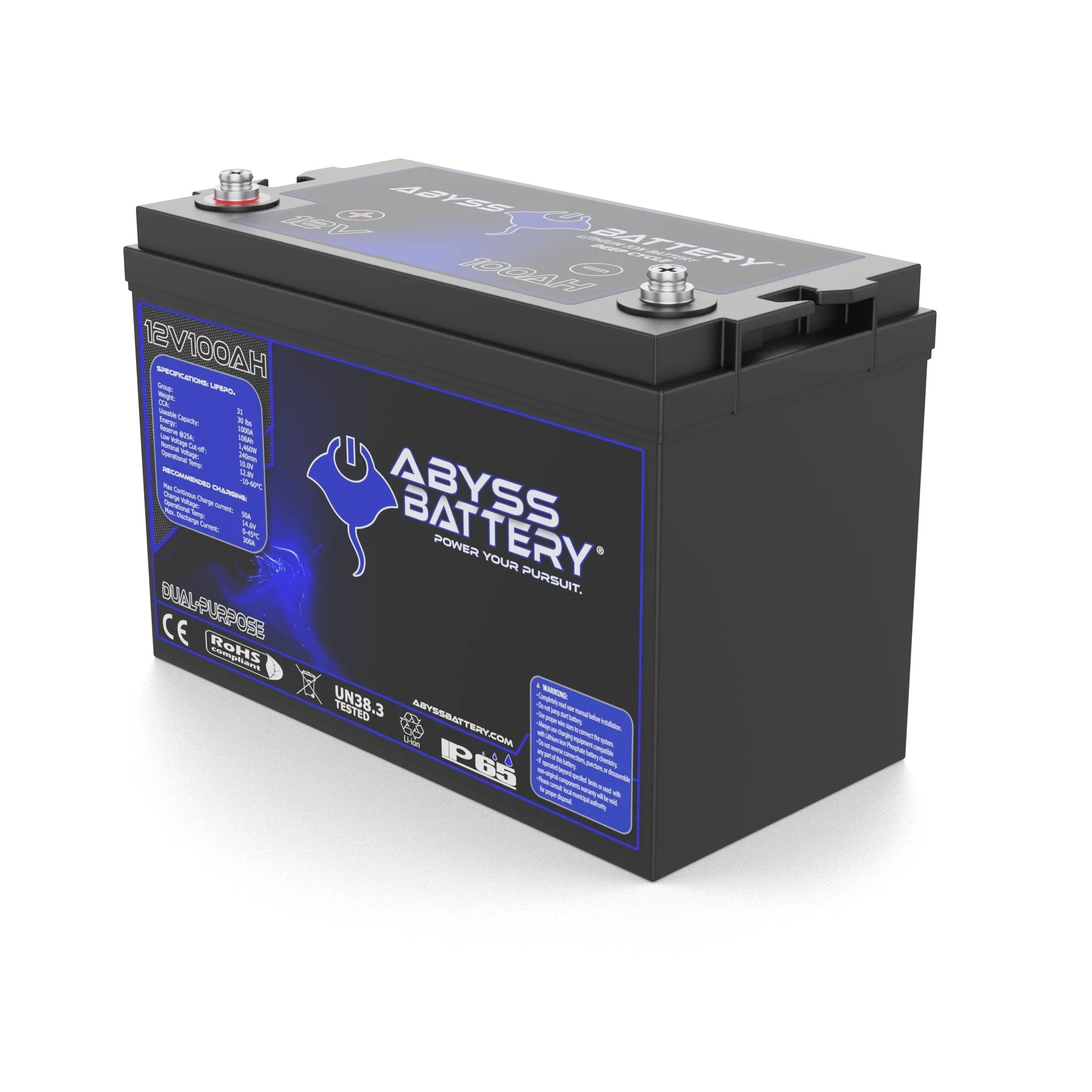 Abyss Battery® 12V 100Ah Dual-Purpose Marine Lithium Battery