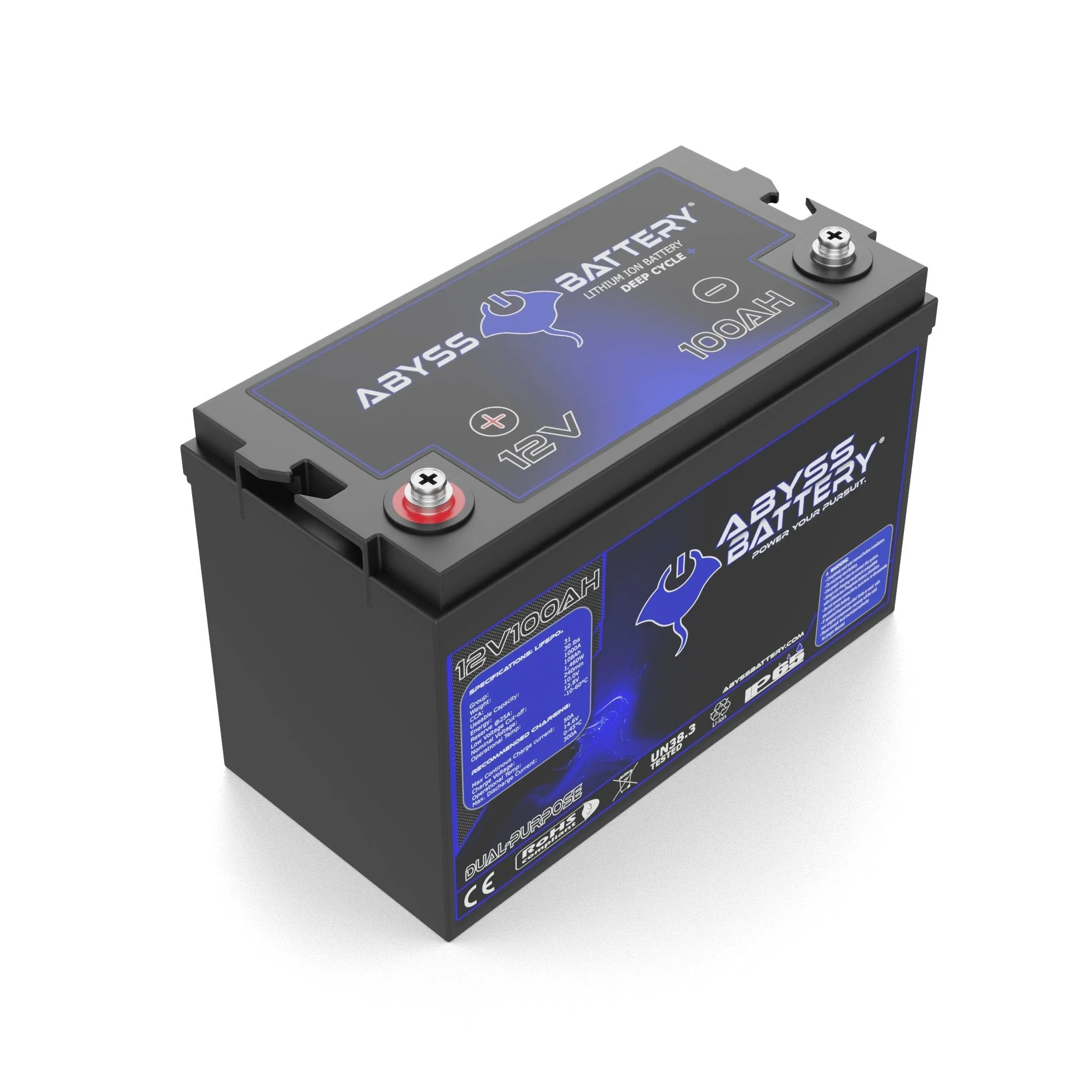 Abyss Battery® 12V 100Ah Dual-Purpose Marine Lithium Battery