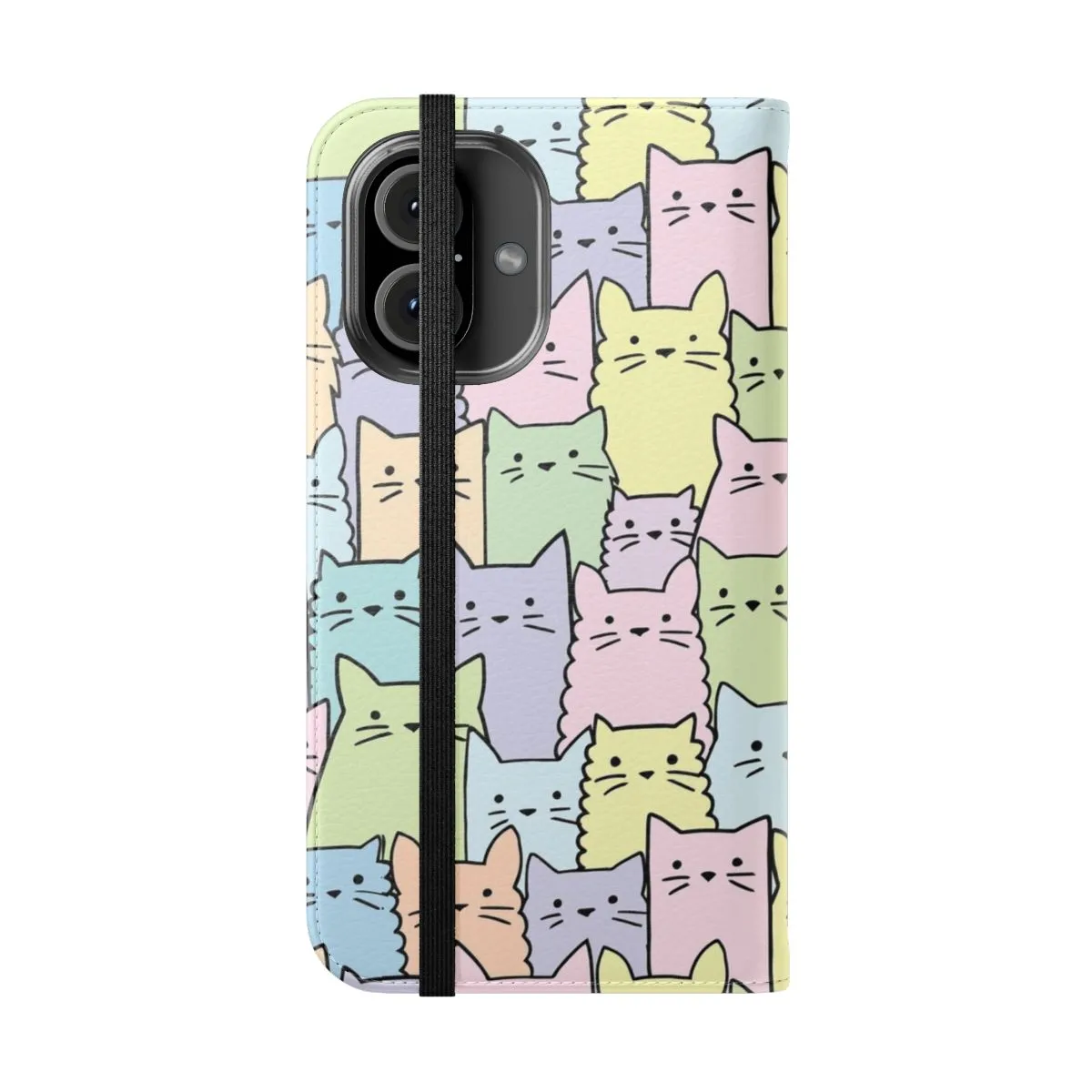 Adorable Pastel Cat Phone Flip Cover