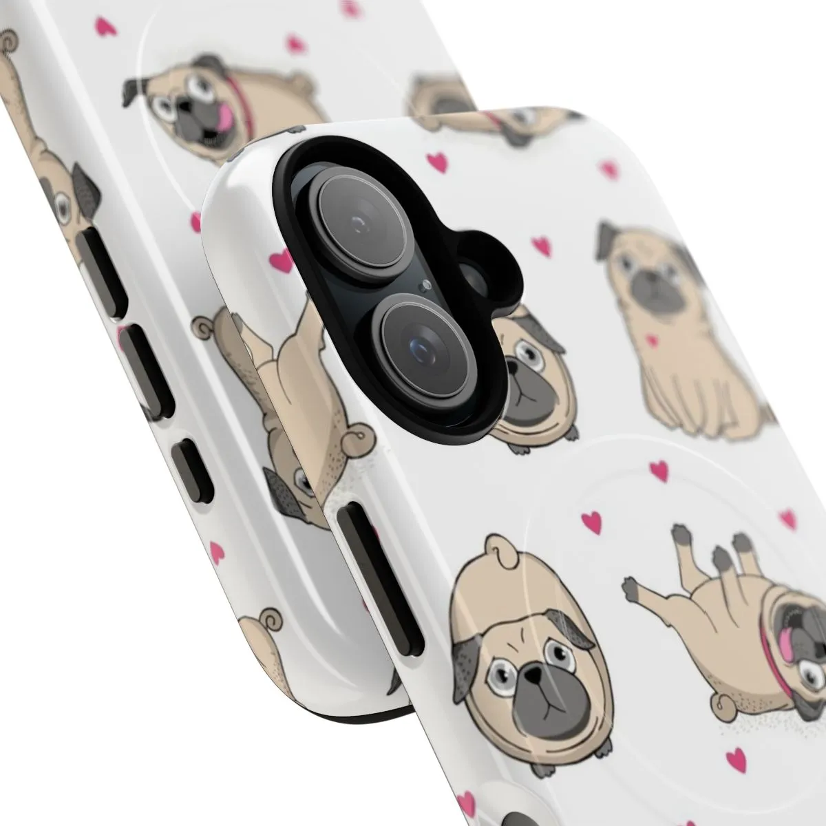 Adorable Pug Dog and Heart Phone Case for Magnetic Protection