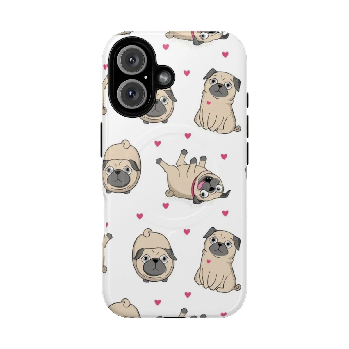 Adorable Pug Dog and Heart Phone Case for Magnetic Protection