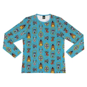 Adult's Framed Animals Long Sleeve Shirt in Sky - 1 Left Size S