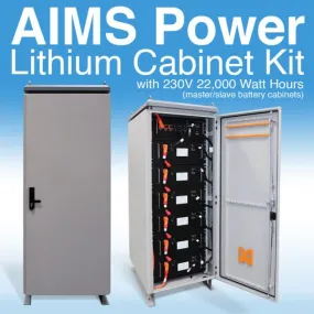 Aims Power Dual Lithium Battery Cabinet Set 230VDC |192AMPS | 44,160 Watt Hours - KITHY230VBATMS