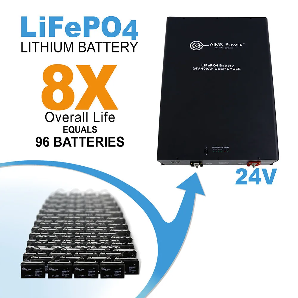 Aims Power LiFePO4 24V 400 AH Lithium Battery - LFP24V400A