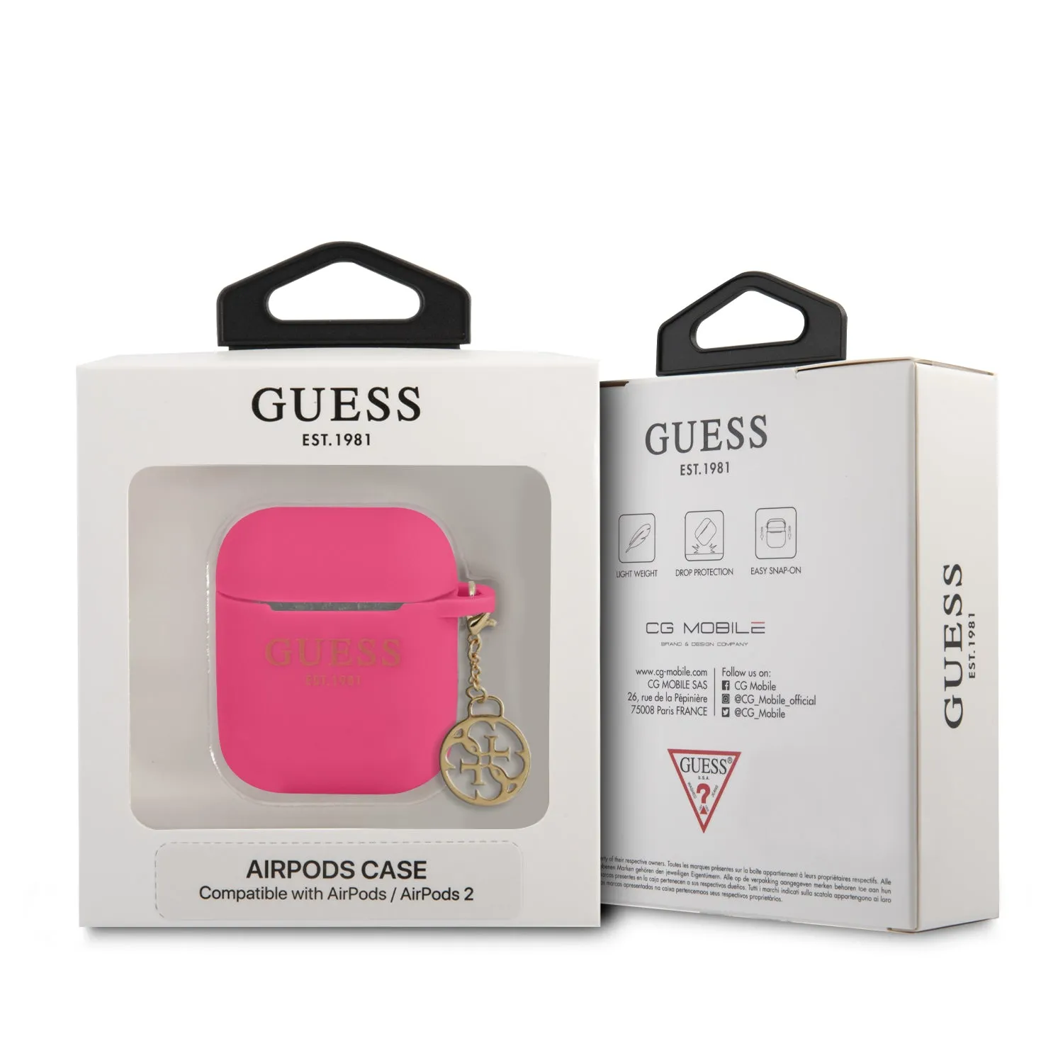 Airpods 1/2 - Silicone Fuschia 4G Charm Collection - Guess