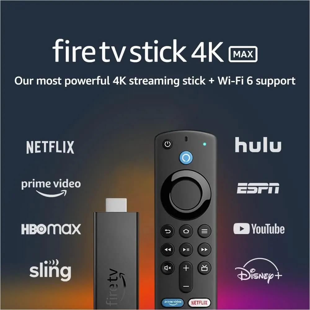 Amazon Fire TV Stick 4K Max streaming device, Wi-Fi 6, Alexa Voice Remote (includes TV controls)