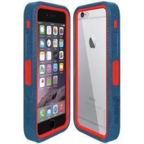 Amzer CRUSTA Rugged iPhone 6 Case Blue on Red Shell with Tempered Glass