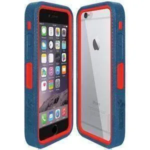 Amzer CRUSTA Rugged iPhone 6 Case Blue on Red Shell with Tempered Glass