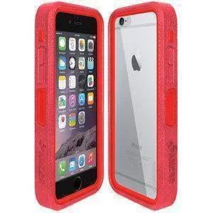 Amzer CRUSTA Rugged iPhone 6 Case Pale Red on Red Shell with Tempered Glass