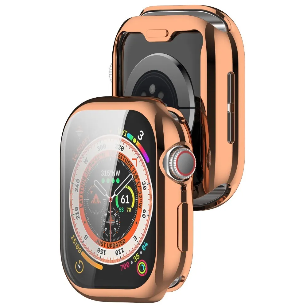 Apple Watch 10 (46mm) Fleksibelt Plast Cover m. Skærmbeskyttelse - Rose Gold