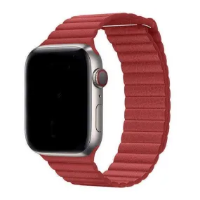 Apple Watch Ultra 49mm / 45mm / 44mm / 42mm | Magnetic Leather Straps | Red