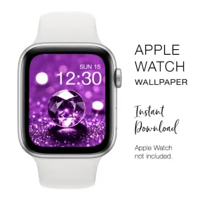 Apple Watch WALLPAPER - Purple Diamond 1 Glittery sparkly - Instant Download - Watch Background Apple Watch face design