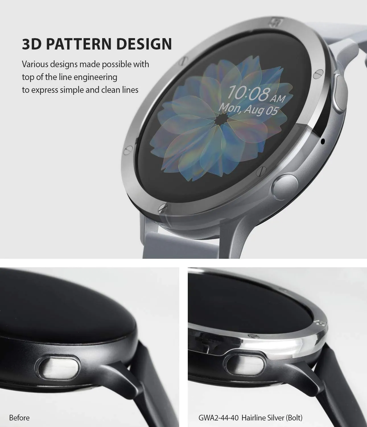 Bezel Styling Cover for Galaxy Watch Active 2 44mm (2019) - GW-A2-44-40 [Stainless Steel]