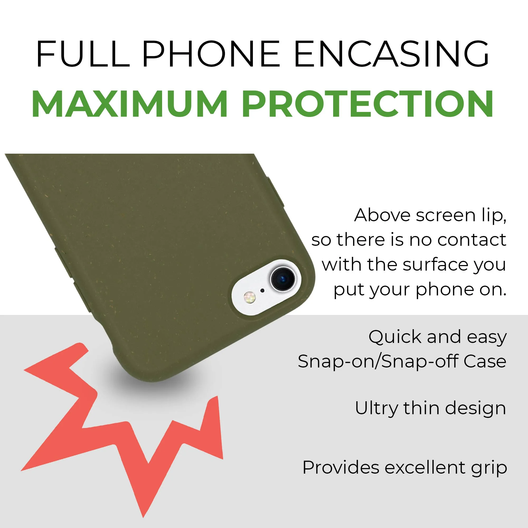 Biodegradable phone case - Olive green