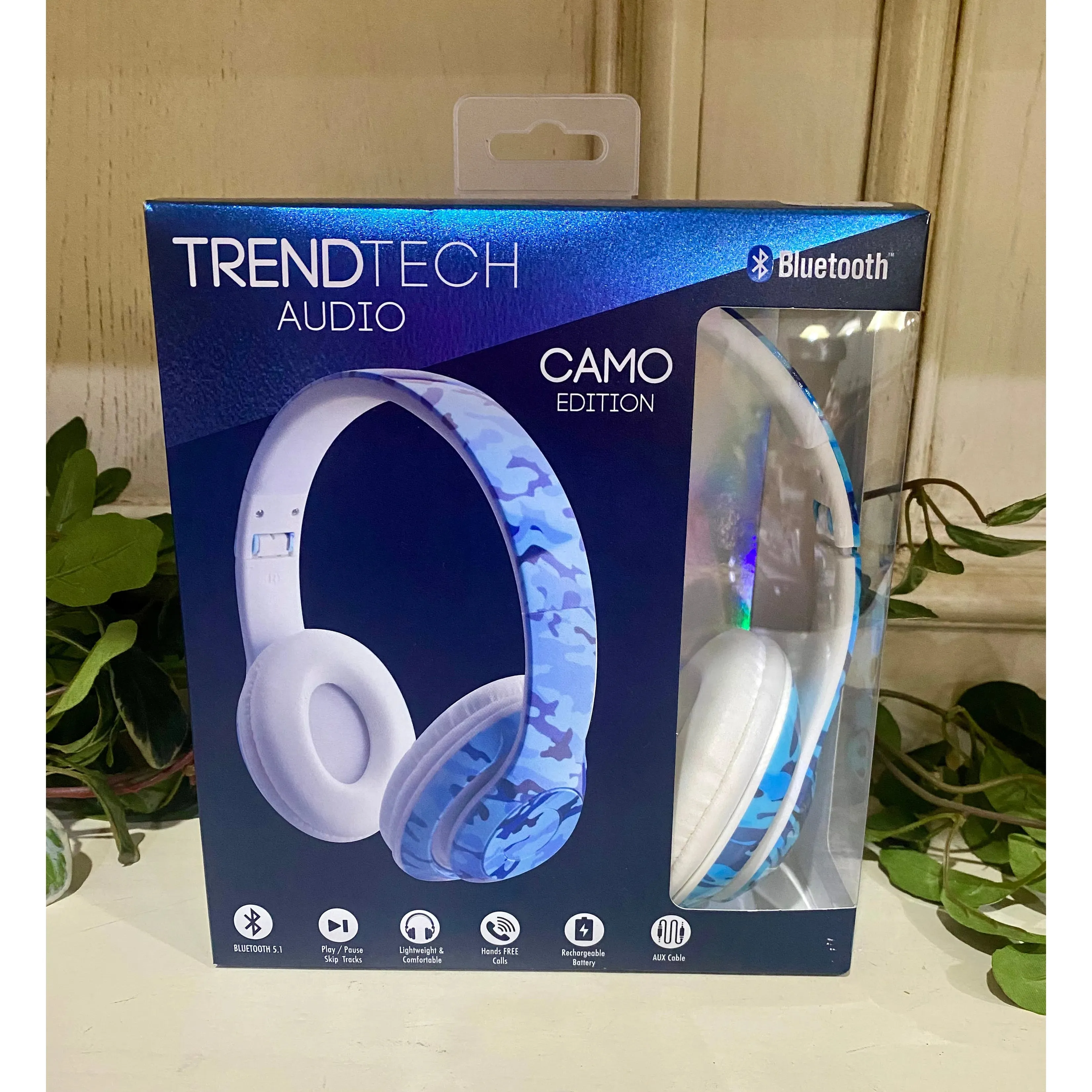 Blue Camo Wireless Stereo Headphones