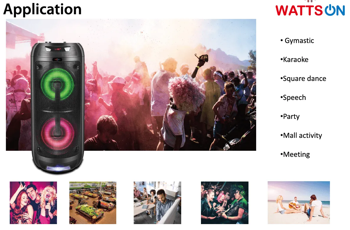 Bluetooth Double 8" Speaker With Led Display Screen, Mic Input & Rgb Light on the Woofer - Wattson