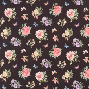 Botanica - Small Floral Toss Black Multi Digitally Printed Yardage