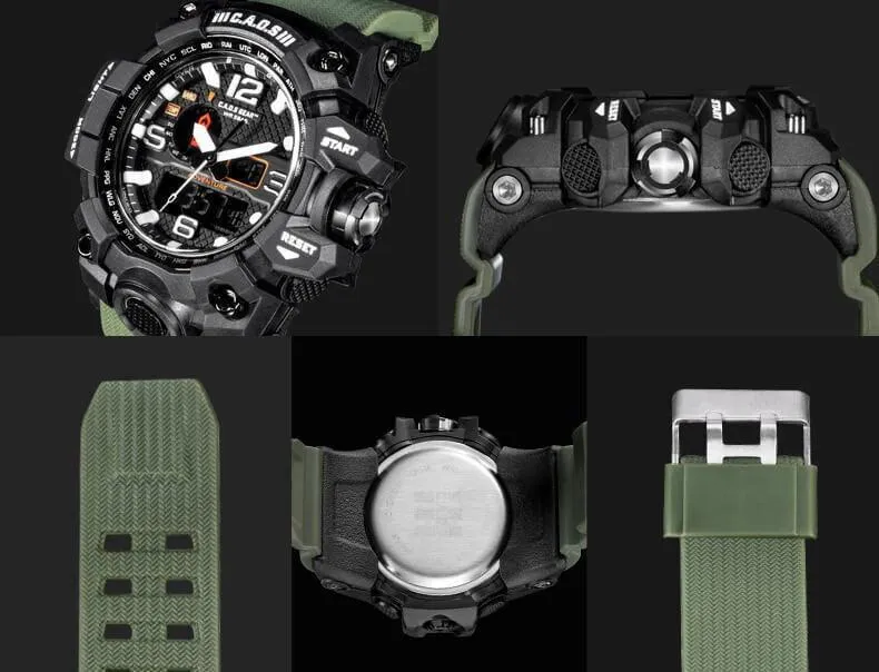 CAOS Sports and Adventure Watch (Black Face & Green Band)