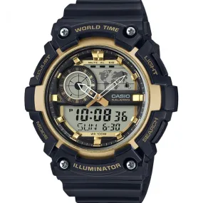 Casio AEQ200W-9A Digital Analogue Black Resin Mens