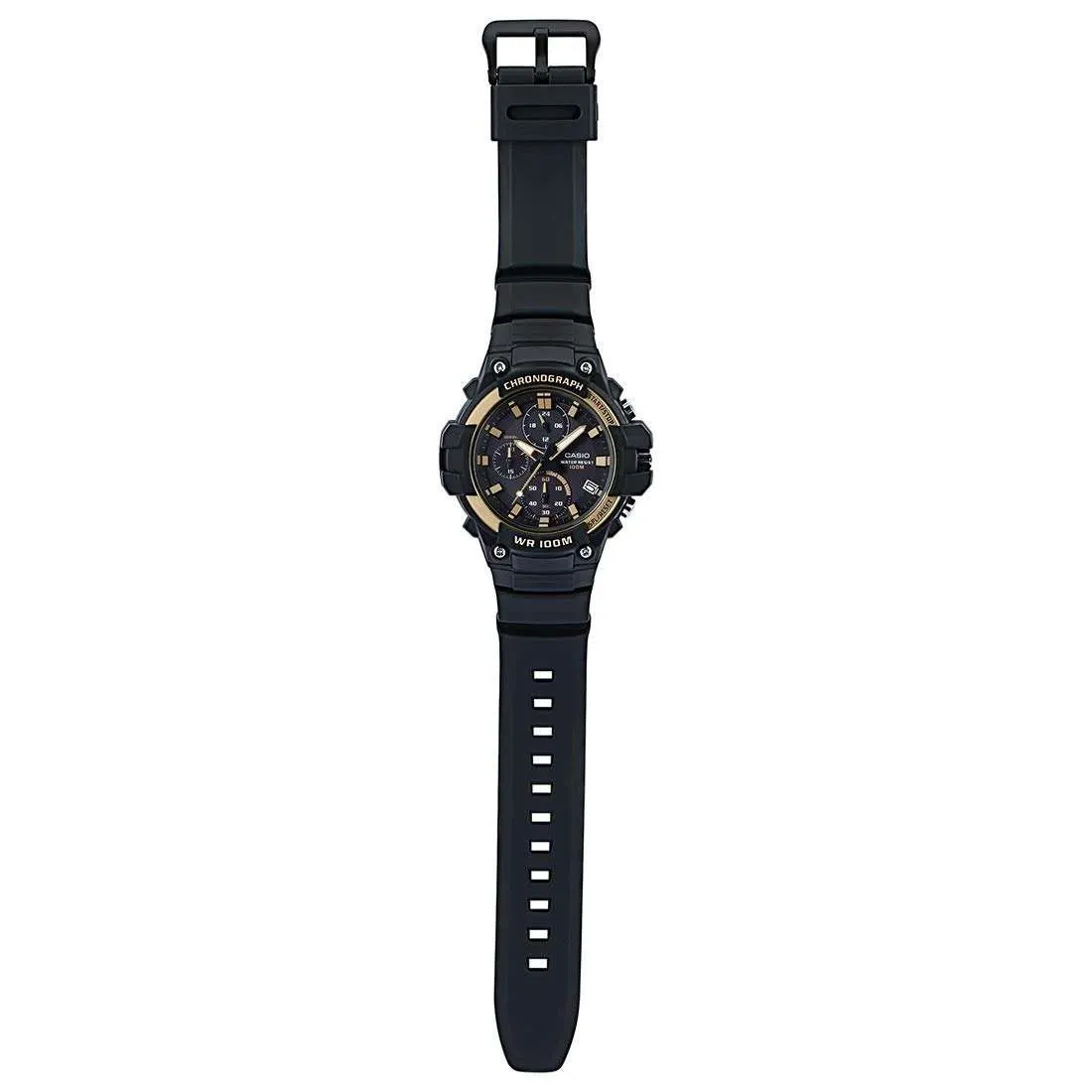 Casio MCW-110H-9AVDF Analog Chronograph Black Resin Strap Watch for Men