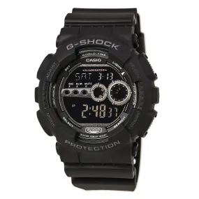 Casio Men's World Time Watch - G-Shock Dive Resin Strap Black Digital Dial | GD100-1B