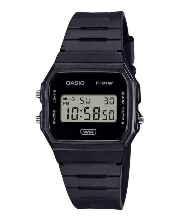 Casio POP Digital Black Bio Based Resin Strap Quartz F-91WB-1A Unisex Watch