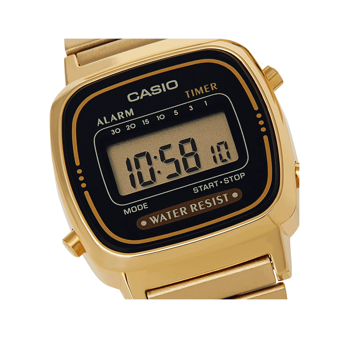 Casio Vintage Retro Black Face Golden Bracelet Watch